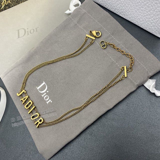 Dior飾品 迪奧經典熱銷款復古金色項鏈  zgd1117